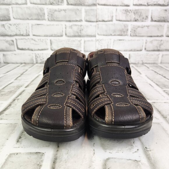 ECCO CAS Fisherman Sandal Men\'s US 7-7.5 UK 41 Dark Brown Leather Close Toe Shoe main image 6